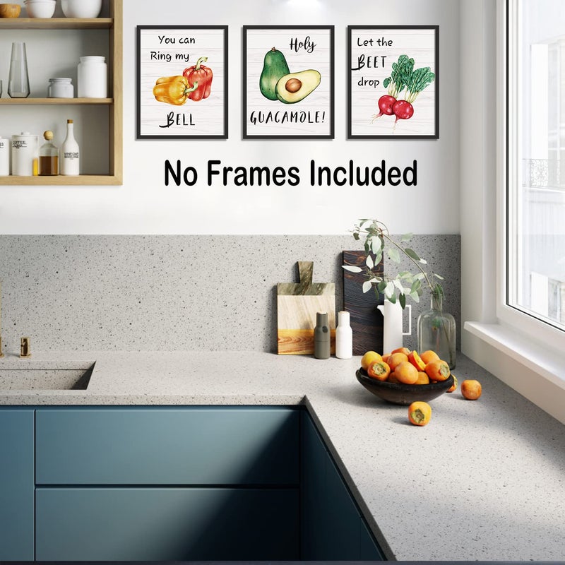 KAIRNE Funny Kitchen Art Prints,Set Of 6(8X10inchï¼ŒUnframed) Beet Tomatoes Kale Vegetable Quote Canvas Poster,Botanical Farmhouse Style Wall Art For Restaurant Dining Kitchen Room Decor - Image 4